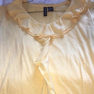 Gold Sleeveless Ruffle Blouse